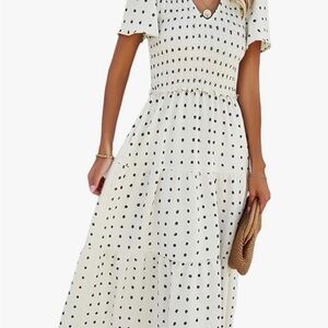 Elegant Cream Polka Dot Dress